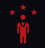 A red sign with three stars and a person